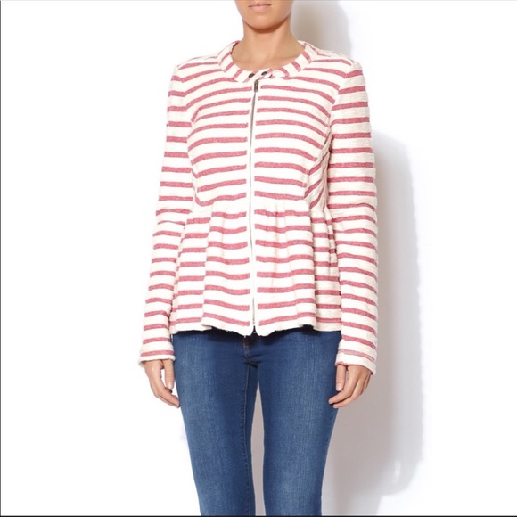 Free People Anthro Striped Textured Peblum Jacket - Picture 3 of 10